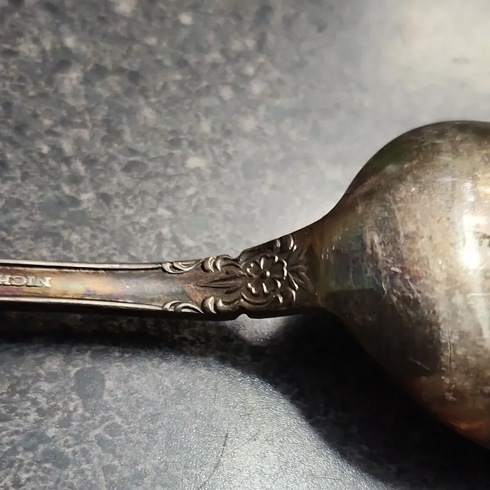 Nickel Silver Japan Ornate Floral Pattern Spoon
